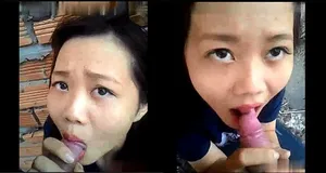 Ghệ mút cục thịt ở vườn sau nhà